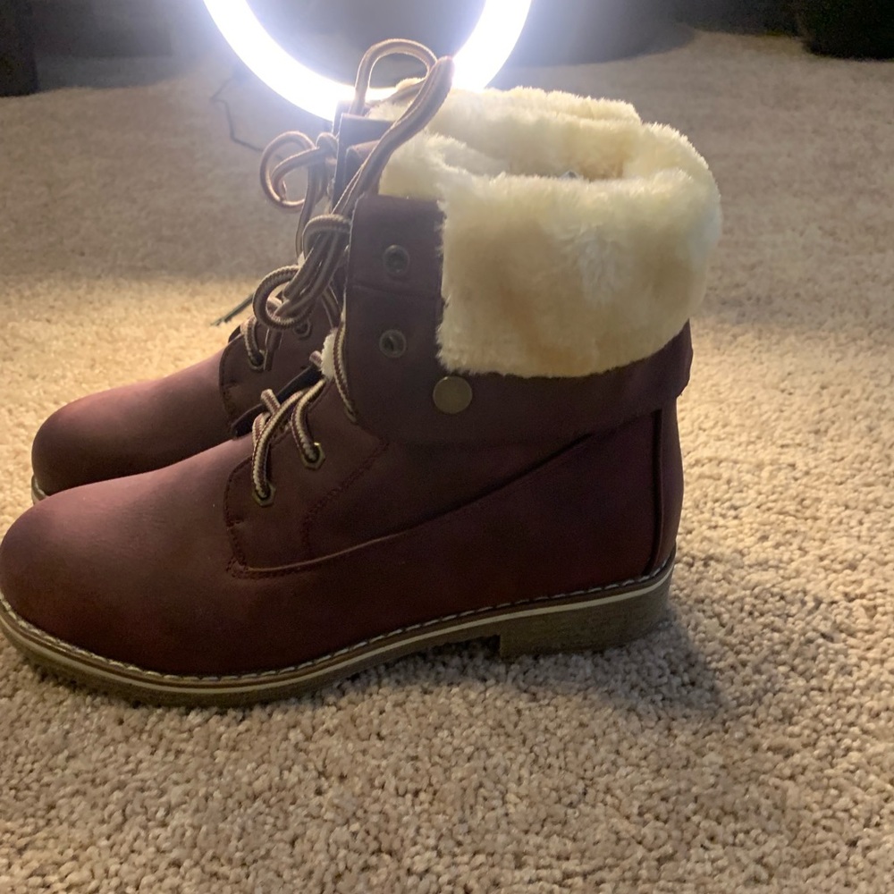 Brown fur boots